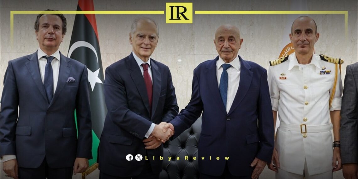 The Speaker of the Libyan House of Representatives, Ageela Saleh, and the Greek Ambassador to Libya Nikolaos Garelidis