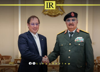 Field Marshal Khalifa Haftar, Commander of the Libyan National Army (LNA),and the Russian Ambassador to Libya Haidar Rashid Aganin