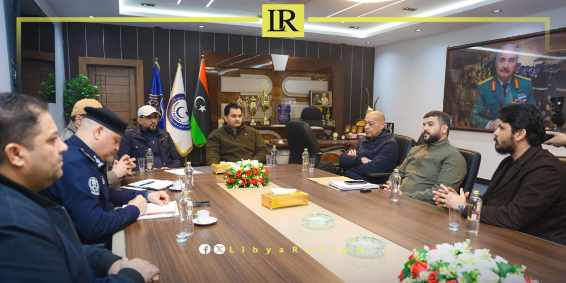 Libya’s Prime Minister Osama Hammad and Saddam Khalifa Haftar, Deputy Commander-in-Chief of the Libyan National Army during the meeting