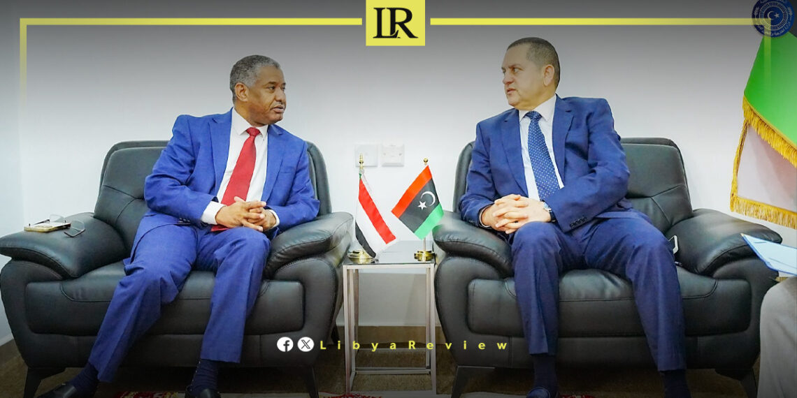 Libya’s Minister of Foreign Affairs and International Cooperation, Abdelhadi Al-Hwaij, and Sudan’s Consul General, Abdul Rahman Rahmatullah