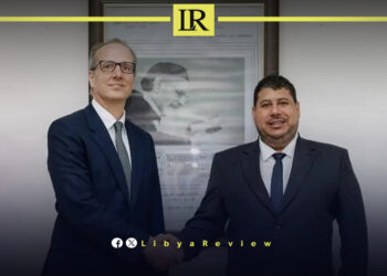 Chairman of the National Oil Corporation, Masoud Suleman, and British Ambassador to Libya Martin Reynolds