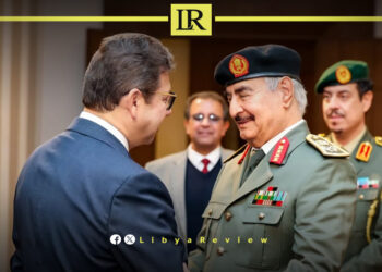 Commander-in-Chief of the Libyan National Army LNA Field Marshal Khalifa Haftar and Egypt's General Intelligence Chief, Major General Hassan Rashad